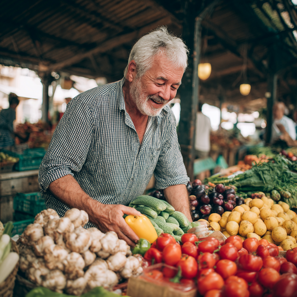 Smiling middle-aged Ukrainian woman holding a colorful, nutritious meal bowl in a bright kitchen